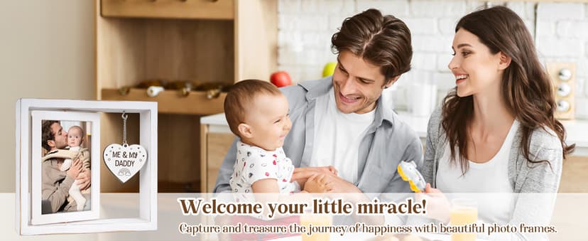 New Dad Gifts, First Time Dad Gifts, Me and My Daddy Picture Frame, Baby Gift for Daddy,Room Decor Vintage Style,Baby Gender Neutral Rotating Photo Frame 4x6