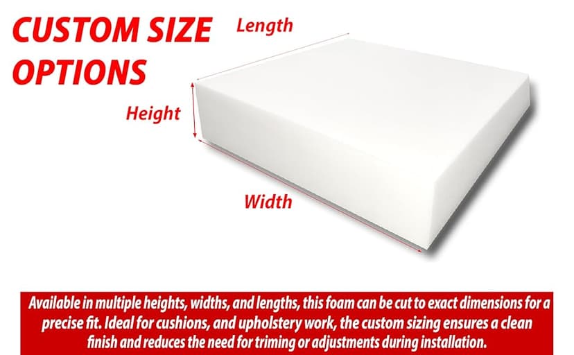 FOAMYFOAM High Density 4 inch Thick, 24 inch Wide, 24 inch Long Upholstery Foam, Cushion Replacement