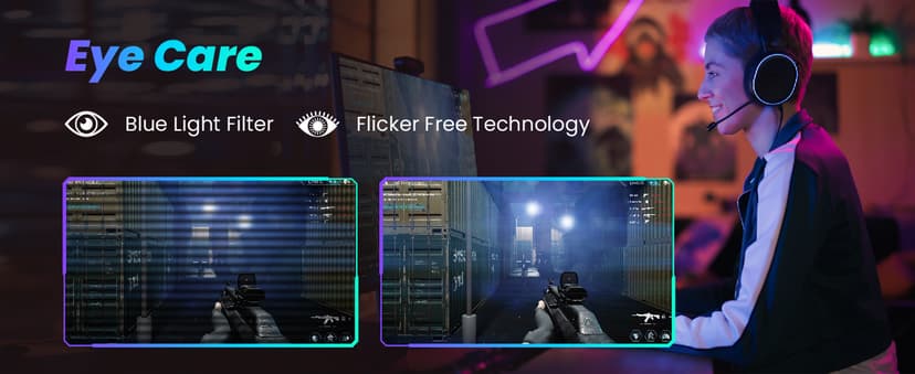 ArcticPro 22 inch 100Hz Monitor, Full HD (1920 x 1080p) Computer Monitor, 105% sRGB, 3000:1 Contrast, 3-Sided Frameless, Ultra Slim, VESA, LowBlue Mode, Tilt Adjust, HDMI *1, VGA*1