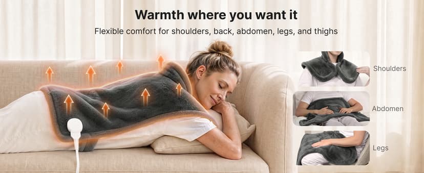 RENPHO Electric Heating Pad for Back Pain Relief, Birthday Gifts for Women Men Mom Dad Elderly, FSA Eligible Items Only List, Large Heat Pad for Neck and Shoulders, 24"x33", ETL Certified, Gray