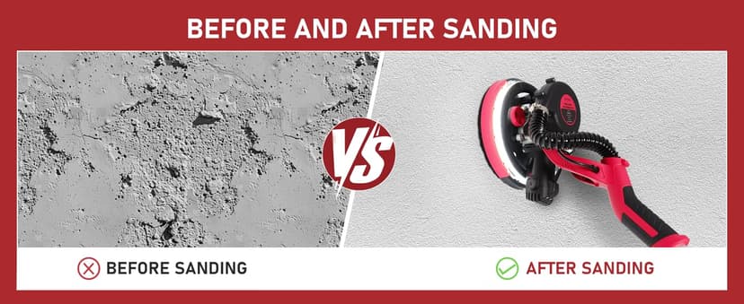 Cofiyard Drywall Sander with Vacuum Dust Collector,1250W Electric Drywall Sander ,7 Variable Speed LED Light 900-1800RPM,Foldable & Extendable Handle Ceiling Popcorn Removal Tool