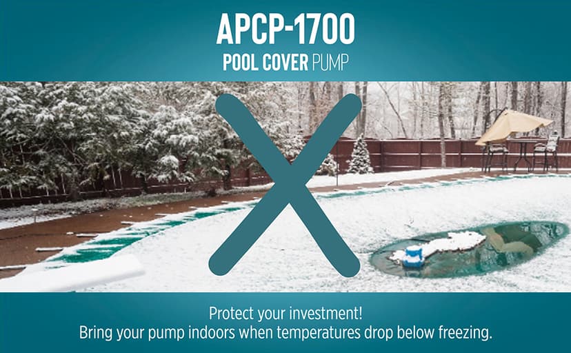 Little Giant APCP-1700 115-Volt, 1/3 HP, 1745 GPH, Automatic, Submersible, Swimming Pool Cover Pump with 25-Ft. Cord, Light Blue, 577301