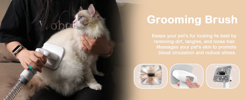 Dog Grooming Kit, Pet Grooming Vacuum with Pet Clipper Nail Grinder, Dog Hair Vacuum with 6 Pet Grooming Tools for Dogs Cats Shedding Grooming