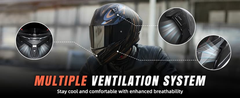 CYRIL Full Face Motorcycle Helmet DOT Approved for Adults Men Women, Motorbike Street Bike Racing Helmet with Tinted & Extra Clear Tool-Free Swappable Visors, Includes Storage Bag