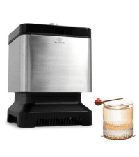 Clear Ice Maker - Makes 4 Large, 2" Crystal Clear Ice Cubes in 8 to 12 Hours - Great for Cocktails, Whiskey & Bourbon - Compact Countertop Ice Maker - Stainless Steel Shell - Reusable Ice Tray