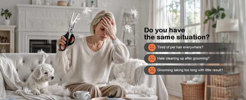 Dog Grooming Vacuum, Dog Grooming Kit with Pet Clipper Nail Grinder, 6 Pet Grooming Tools (Caramel)