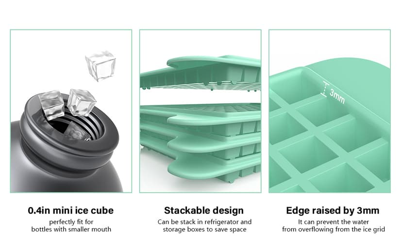 Mini Ice Cube Tray for Freezer: FDDBI Small Ice Trays for Freezer with Bin - 117×4PCS Easy Release Nugget Ice Tray - Crushed Ice Tray with Container