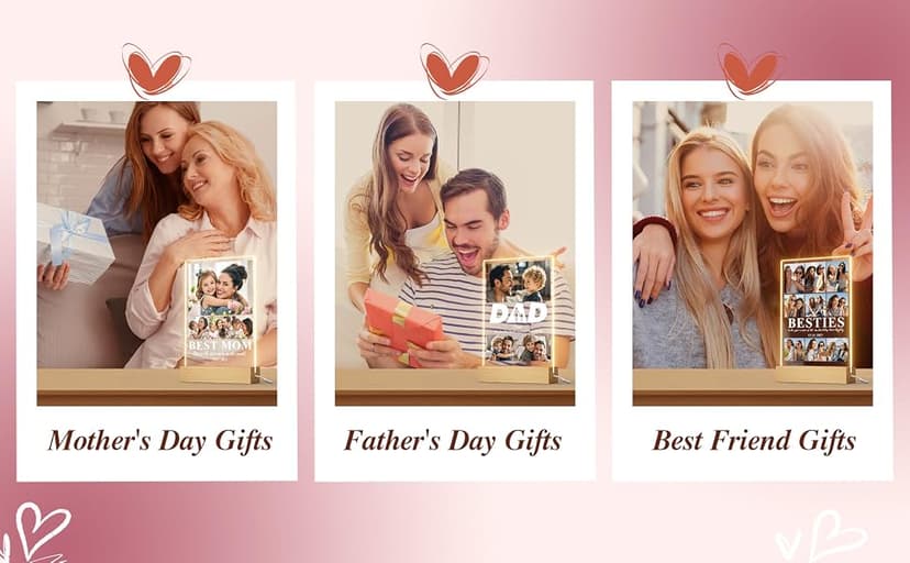 ALBK Personalized Best Friend Plaque Gifts - Personalized Bestie Birthday Gifts for Women, Custom Photo Plaque, Customized Presents for Friend Bestie Sister Couple Mum Dad B0GGB3X184