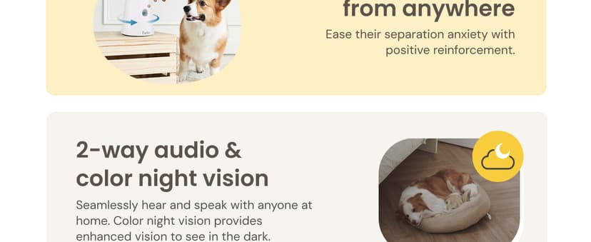 Furbo 360° Dog Camera: Pet Security Cam w/Barking Alerts, Rotating View, Treat Toss w/Phone App, Smart Home Puppy Monitoring, 2-Way Speaker, No Subscription Needed. Standard See, Talk, & Toss Features