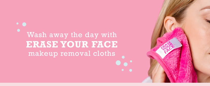 ERASE YOUR FACE Reusable Makeup Remover Cloths - Microfiber Face Towels to Cleanse & Remove Makeup - Water Activated for Sensitive Skin - Multi-Color (4 Count)