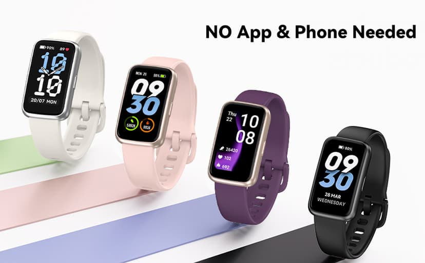 Pedometer Watch No App/Phone Required Slim Fitness Tracker, 30 Meters Waterproof 1.47'' Smart Watch, Heart Rate & Blood Oxygen Monitor Step Counter for Men Women