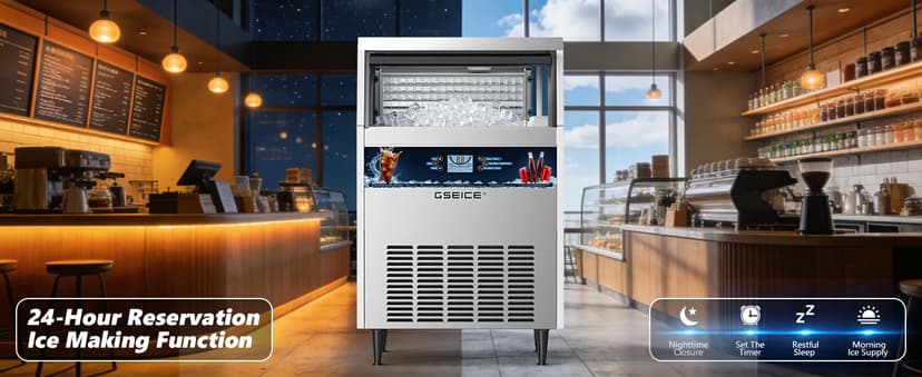 Commercial Ice Maker Machine, 300 lbs/24h with 70 lbs Storage, 126 Ice Cubes in 15 Mins, ETL FCC, Under Counter Ice Maker with LED Display, 24H Timer, Smart Reminder, for Cafe Bar Restaurant
