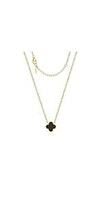 18K Gold Plated Clover Lucky Bracelet for Women White/Black/Red/Green Flower Four Leaf Link Bracelets Trendy Jewelry Gifts for Women