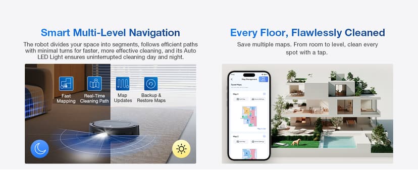 ECOVACS DEEBOT T80 Omni Robot Vacuum and Mop, 18,000Pa Suction, OZMO Roller Mop with TruEdge, Zero-Tangle Brush, AI Navigation, All-in-One Station