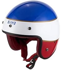 LEM Motorcycle Helmet Full Face for Men and Women, Retro Vintage Classic Open Face Style, Lightweight Fiberglass Shell, DOT Certified, for Cruiser, Cafe Racer, Scooter, Commuter (White, Size XL) Kick