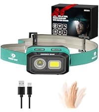 Mossy Oak 600 Lumens Rechargeable Headlamp, Lightweight LED Headlight with White & Red Light, Waterproof Head Lamp with Non-Slip Band, Dimmable & Memory Function for Hunting, Camping, Power Outage