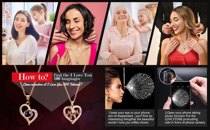 ADDWel Birthday Gifts for Mom from Daughter and Son, Unique Mother Birthday Gift Idea, Preserved Real Roses with I Love You in 100 Languages Mom Necklace, Cool Present to Mother Mama