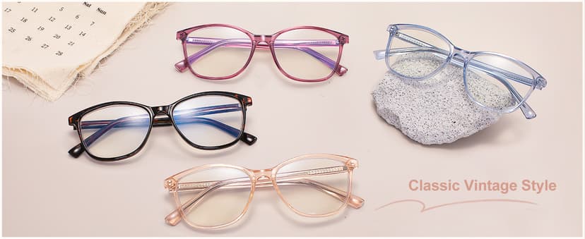Madison Avenue Square Vintage TR90 Blue Light Blocking Reading Glasses for Women, Anti Eyestrain/Glare Computer Readers