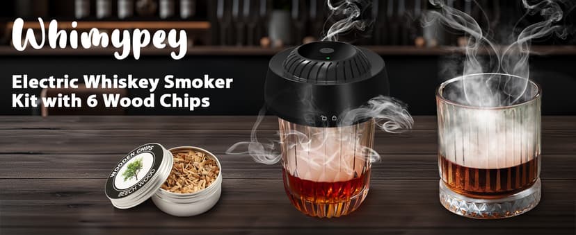 Electric Whiskey Smoker Kit with 6 Wood Chips, Electric Cocktail Smoker Kit Built-in Lighter, No Butane Needed, Gifts for Christmas, Gifts for Men, Dad, Husband