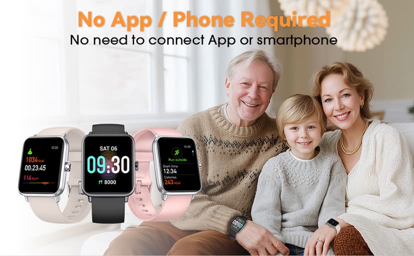 DAVIKO Pedometer Watch Senior Friendly No App/Phone Required,Waterproof Fitness Tracker Watch with Heart Rate Sleep Monitor Activity Tracker, Step Counter for Walking, Smart Watches for Women Men