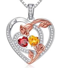 Iefil Christmas Gifts for Women Wife Mom - Sunflower Birthstone Necklace for Women, Anniversary Birthday Gifts 925 Sterling Silver Heart Pendant You Are My Sunshine Jewelry for Girlfriend Mom Daughter