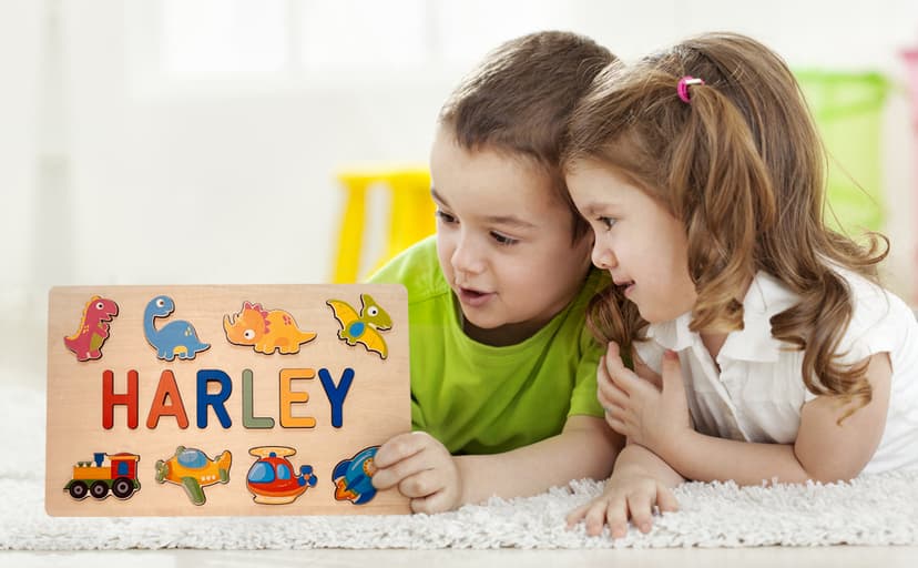 Personalized Wooden Name Puzzles for Toddlers 1-3 | Custom Wooden Name Puzzle for Easter Basket Stuffers for Toddler | Customized Baby Gifts for Boys Girls First Birthday B0CRP7NTR5