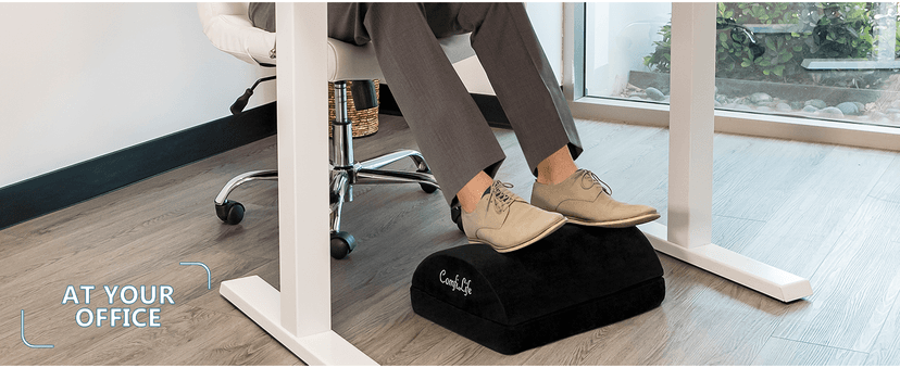 ComfiLife Foot Rest for Under Desk at Work – Adjustable Height Memory Foam Foot Stool for Under Desk, Office Chair & Gaming Chair – Ergonomic Footrest for Back & Hip Pain Relief (Black)