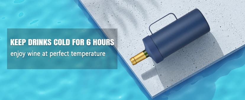 MAXSO Wine Chiller Bucket, Portable 750 ml Champagne & Wine Bottle Cooler Keep Wine & Beverages Cold, Stainless Steel Vacuum Insulated Wine Gifts for Wine Lovers - Black