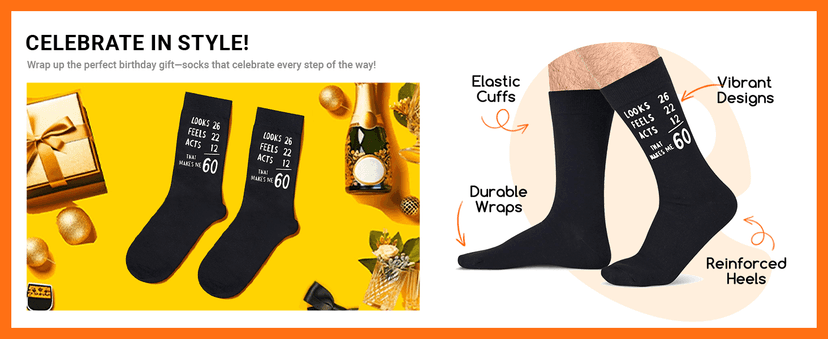 HAPPYPOP 50TH 60TH Birthday Gift Ideas - Men Birthday Socks for 50 60 Year Old Man Dad Him