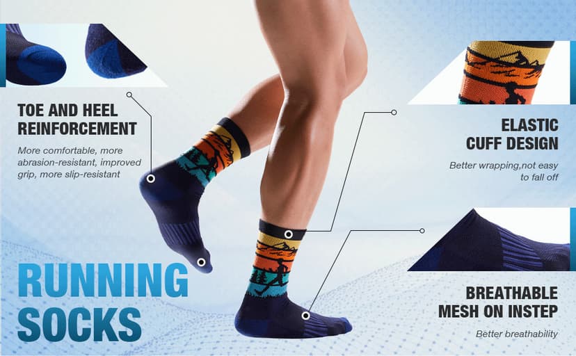 Jeasona Athletic Socks Men Running Cycling Gifts for Runners Riders Sports Gear Accessories