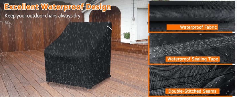 STARTWO Patio Outdoor Chair Covers, Outdoor Furniture Covers Waterproof adapter for Lawn Lounge Seat, Wicker, Swivel, Adirondack, Rocking Chairs, 1 Pack 32"L x 37" W x 36"H inch, Black