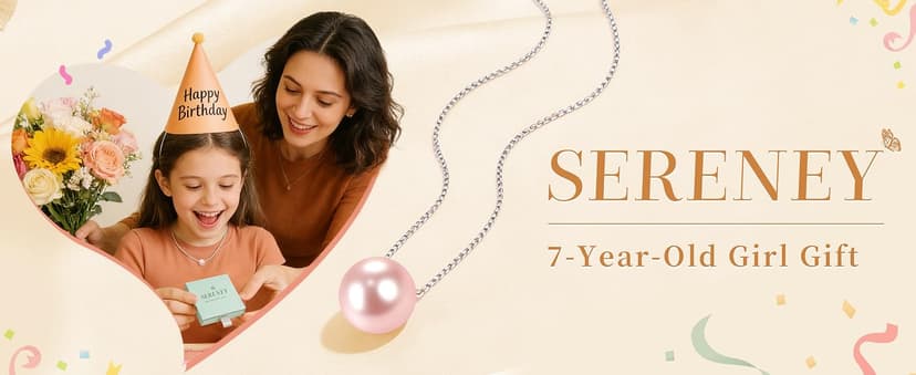 Sereney Birthday Gifts for Girls Women, Sterling Silver Pearl Necklace as 7 9 10 11 13 15 16 18 21 30 40 50 60 Year Old Birthday Gifts, Single Pearl Necklace as Bday Gifts for Friends Lockets