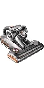 JIGOO T600 Bed Vacuum Cleaner with UV-C Light, 15Kpa Suction 700W Powerful Double Cup Handheld Vacuums, Mattress Vacuum Cleaner with Smart Dust Sensor, Ultrasonic & Heating Tech, HEPA Filter - Corded