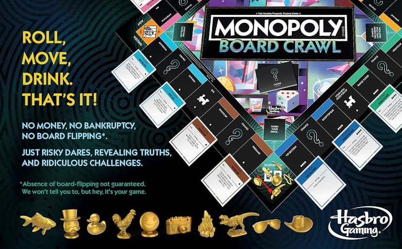 Monopoly Board Crawl Game | Official Monopoly Drinking Game for Adults Only | Ages 21+ | for 2-10 Players | 30 Mins. | Hilarious Adult Party Games