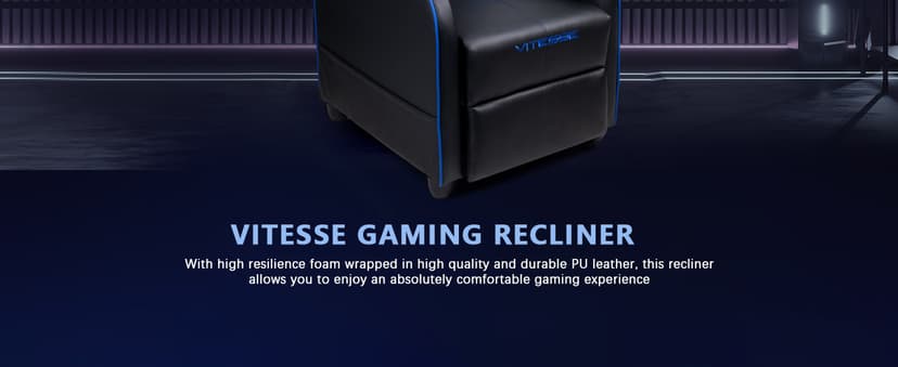 VITESSE VIT Gaming Recliner Chair Racing Style Single PU Leather Sofa Modern Living Room Recliners Ergonomic Comfortable Home Theater Seating, Blue.