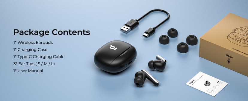 wegear Hybrid Active Noise Cancelling Wireless Earbuds, 6 Mics AI Clear Calls, 12mm Drivers Deep Bass Stereo Sound, 30H Playtime, True Wireless Earbuds, Bluetooth 5.4 Ear Buds, Comfort Fit (Black)