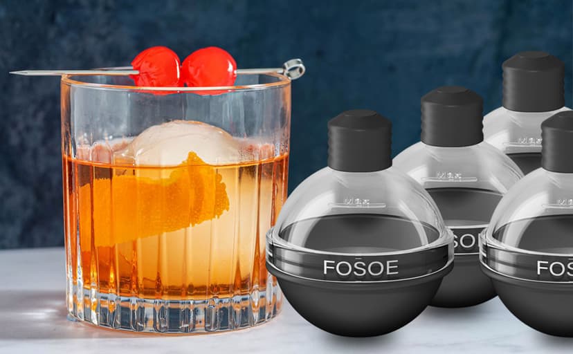 Silicone Ice Ball Molds for Whiskey - Set of 4 Round Makers with Lids for Cocktails, Bourbon, and Drinks