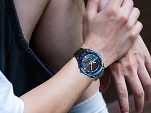 FANMIS Men's Solar Powered Casual Quartz Wrist Watch Analog Digital Multifunctional Black Sports Watch