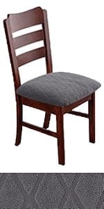 Genina 100% Waterproof Chair Covers for Dining Room Set of 4, Stretch Parson Chair Slipcovers for Kitchen Chairs, Washable Chair Protectors, Leaves-Warm Gray