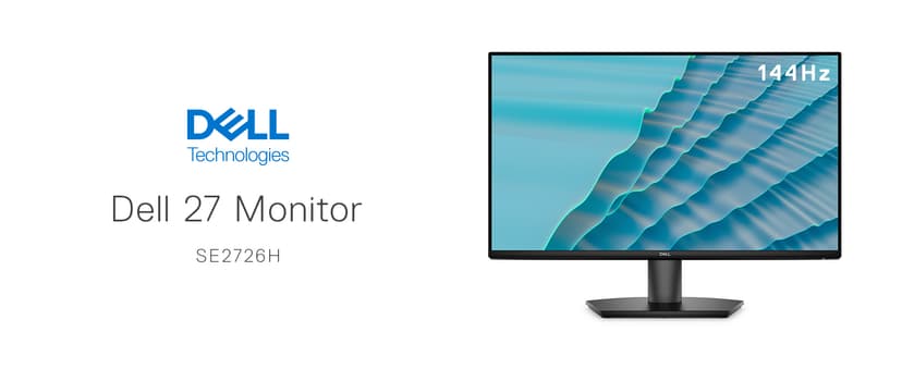 Dell 27 Monitor - SE2726H - 27-inch FHD (1920x1080) 144Hz 1ms Display, in-Plane Switching (IPS) Technology, AMD FreeSync™, TÜV 3-Star 2X HDMI, Tilt