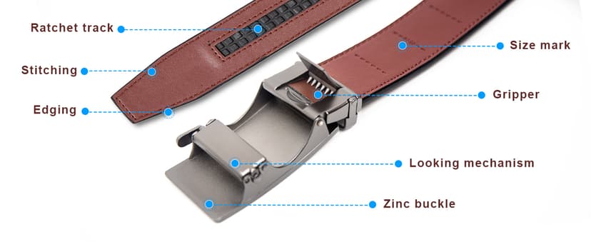 VATAN Men's Belt Leather Ratchet Belt for Men Dress Casual Every Day with Adjustable Buckle, Trim to Fit