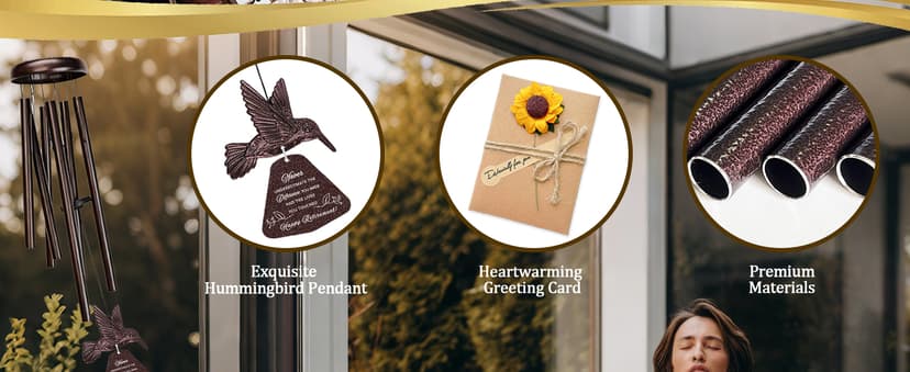 Sunflower greeting card shares warm retirement wishes for women and men, colleagues, bosses, teachers, friends, or coworkers. Wind Chimes Retirement Gift for Women, 32 Inch Hummingbird Chime with Card B0FD3MFY59