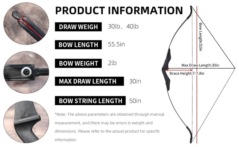 30/40LBS Recurve Bow kit Ambidextrous Takedown Bow and Arrow Set Beginner Archery Equipment Set for Shooting