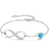 CDE Forever Love Heart Necklaces for Women, Wedding Anniversary, Birthday Mothers Day Christmas Day Gifts for Mom, Mother, Wife, friend, S925 Silver Jewelry with Birthstone Pendant