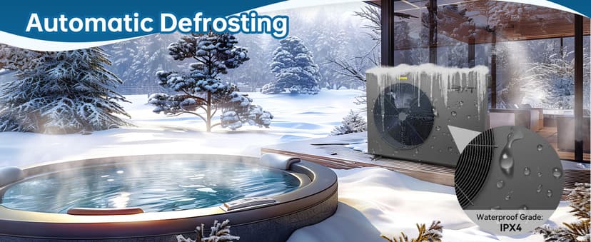 Full Inverter Heat Pump for Hot Tub and Bath, 75000BTU Electric Swimming Pool Heater, 20000 Gallons, for Above Ground and In ground Pools, WiFi Capable Timer, Heating and Cooling, Defrosting, 220-240V