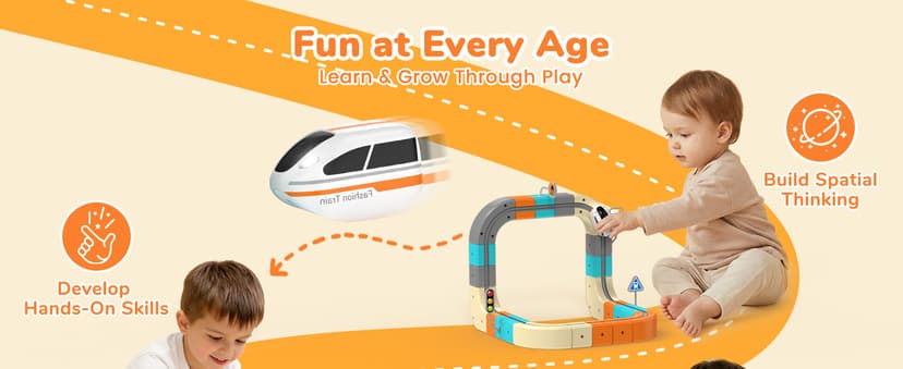 Electric Train Set 3D Flexible Race Track for Kids 3 4 5 6 7 8 Years Old, 124 Pcs Gravity-Defying Rail Building Toys with Motorized Car, STEM Learning Toy Gift for Toddlers Birthday