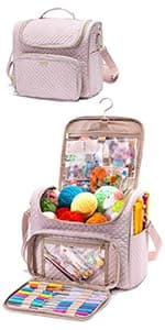 Expandable Crochet Bag - Knitting Bag Storage Organizer with Zipper Closure - Ideal Gift