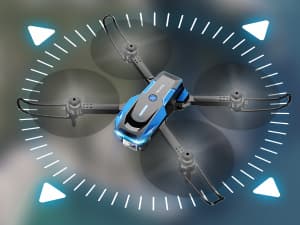 Drone with 1080P Camera - Foldable Remote Control Quadcopter with Gesture Control, 3D Flip, One Key Start, Emergency Stop, 2 Batteries, Easier to use, Toy for Adult Beginners, Black&Blue