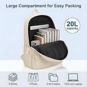 KAILUOLAI Quilted Backpack, Water-Resistant Nylon Bookbag for 15.6 Inch Laptop, College Bookbag Travel Backpack for Men Women (Off-white)