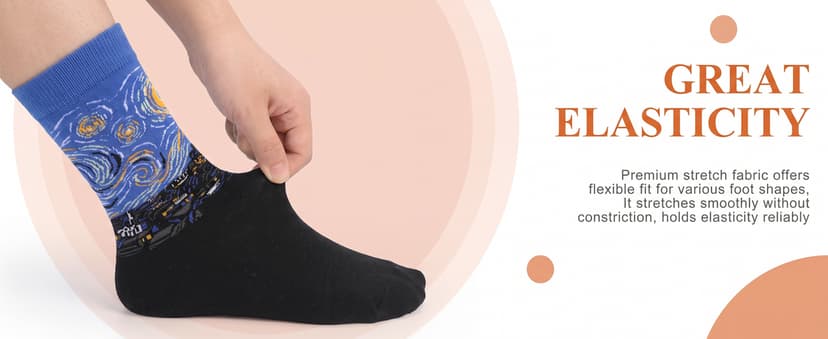 Soft Cotton, Crazy Artist Pattern, Classic Novelty Style, Versatile Hosiery, Birthday Gifts for Girl Lover, Fit Shoe Size 5-9 Chalier 5 Pairs Funny Socks for Women, Famous Painting Art Fun Socks B078K1Q14F